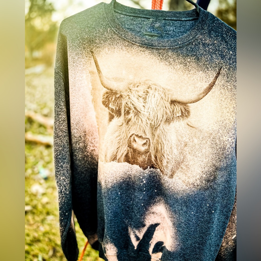 Highland cowboy distressed sweatshirt